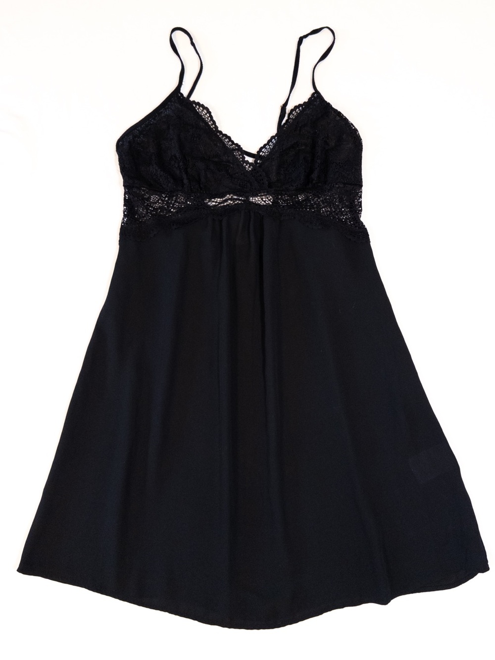 INC International Concepts Black Sheer Lace Slip Dress Small Strappy Chemise
